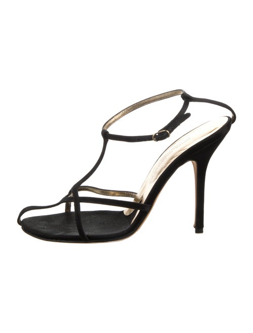 Dolce & Gabbana Satin Crystal Embellishments T-Strap Sandals