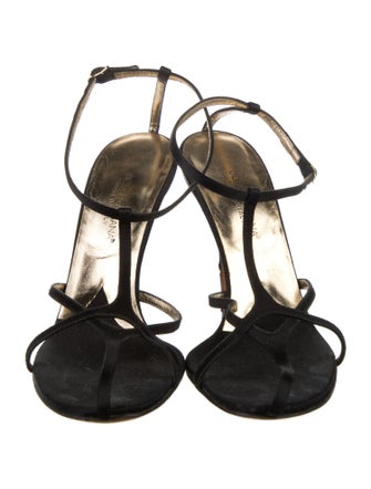 Dolce & Gabbana Satin Crystal Embellishments T-Strap Sandals