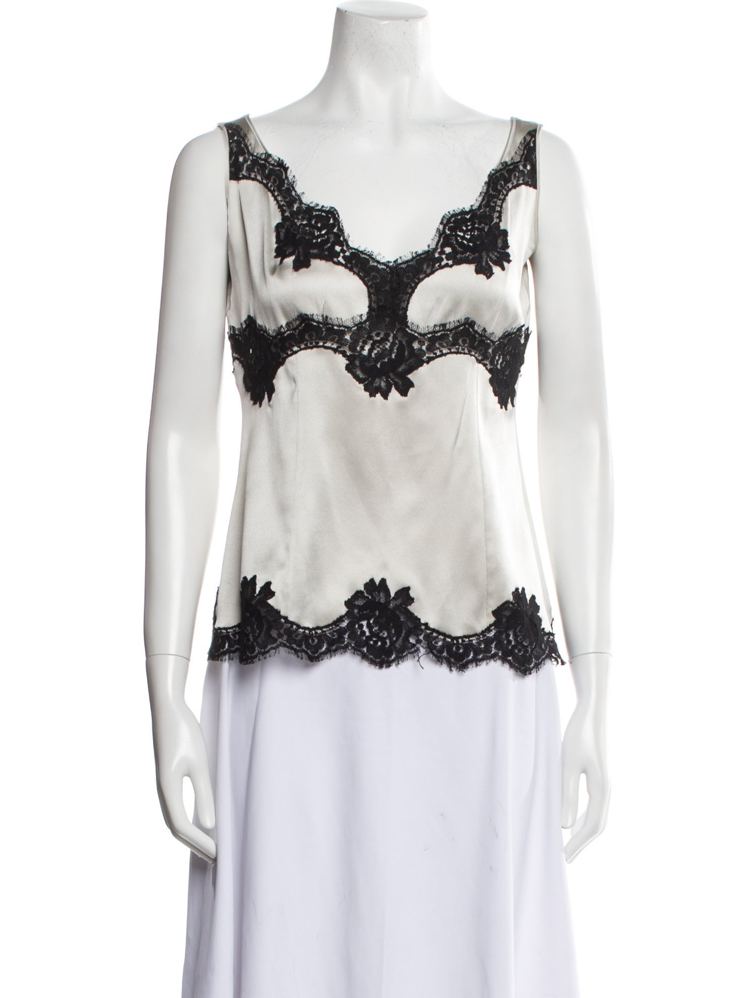 Dolce & Gabbana Silk Lace Pattern Crop Top