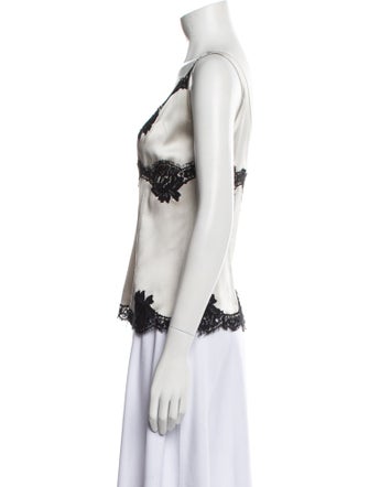 Dolce & Gabbana Silk Lace Pattern Crop Top