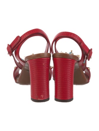 Dolce & Gabbana Leather Crystal Embellishments Slingback Pumps