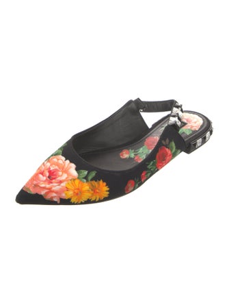Dolce & Gabbana Floral Print Crystal Embellishments Mules