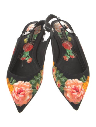 Dolce & Gabbana Floral Print Crystal Embellishments Mules