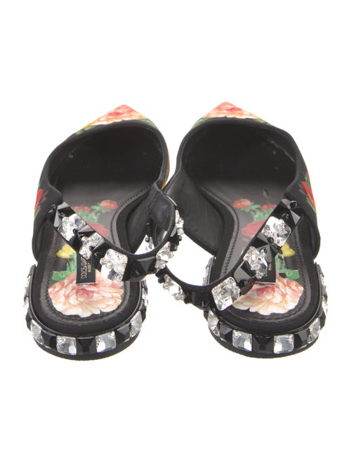 Dolce & Gabbana Floral Print Crystal Embellishments Mules