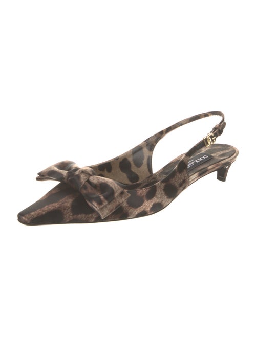 Dolce & Gabbana Animal Print Bow Accents Slingback Pumps