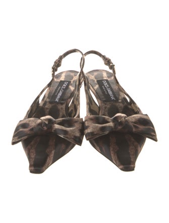 Dolce & Gabbana Animal Print Bow Accents Slingback Pumps