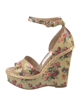 Dolce & Gabbana Leather Floral Print Sandals