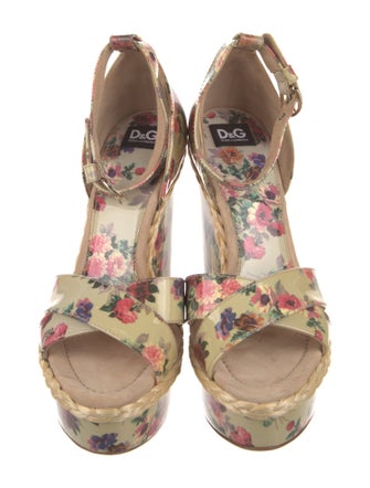 Dolce & Gabbana Leather Floral Print Sandals