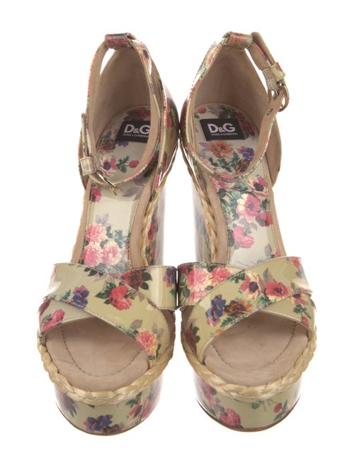 Dolce & Gabbana Leather Floral Print Sandals