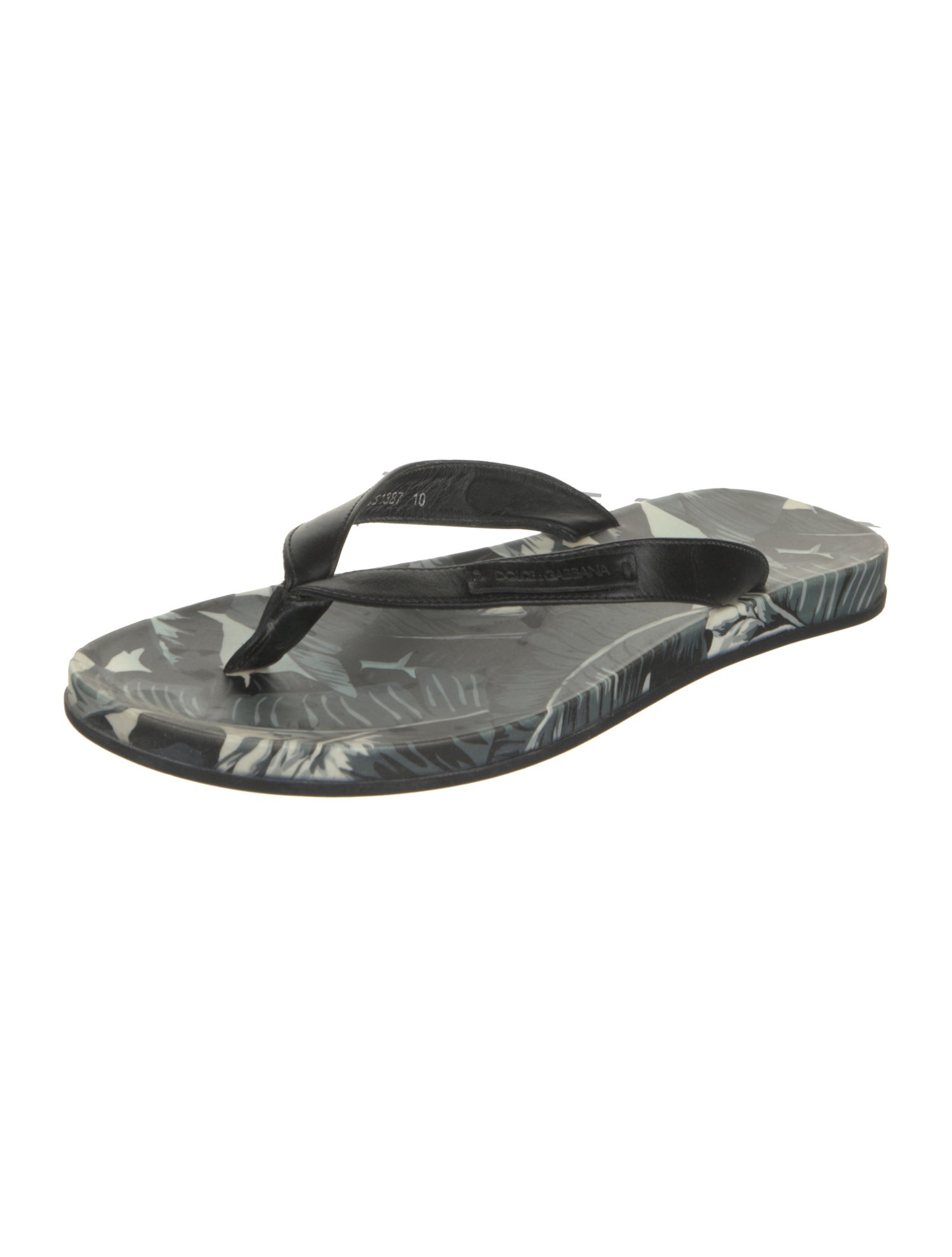Dolce & Gabbana Leather Printed Flip Flops