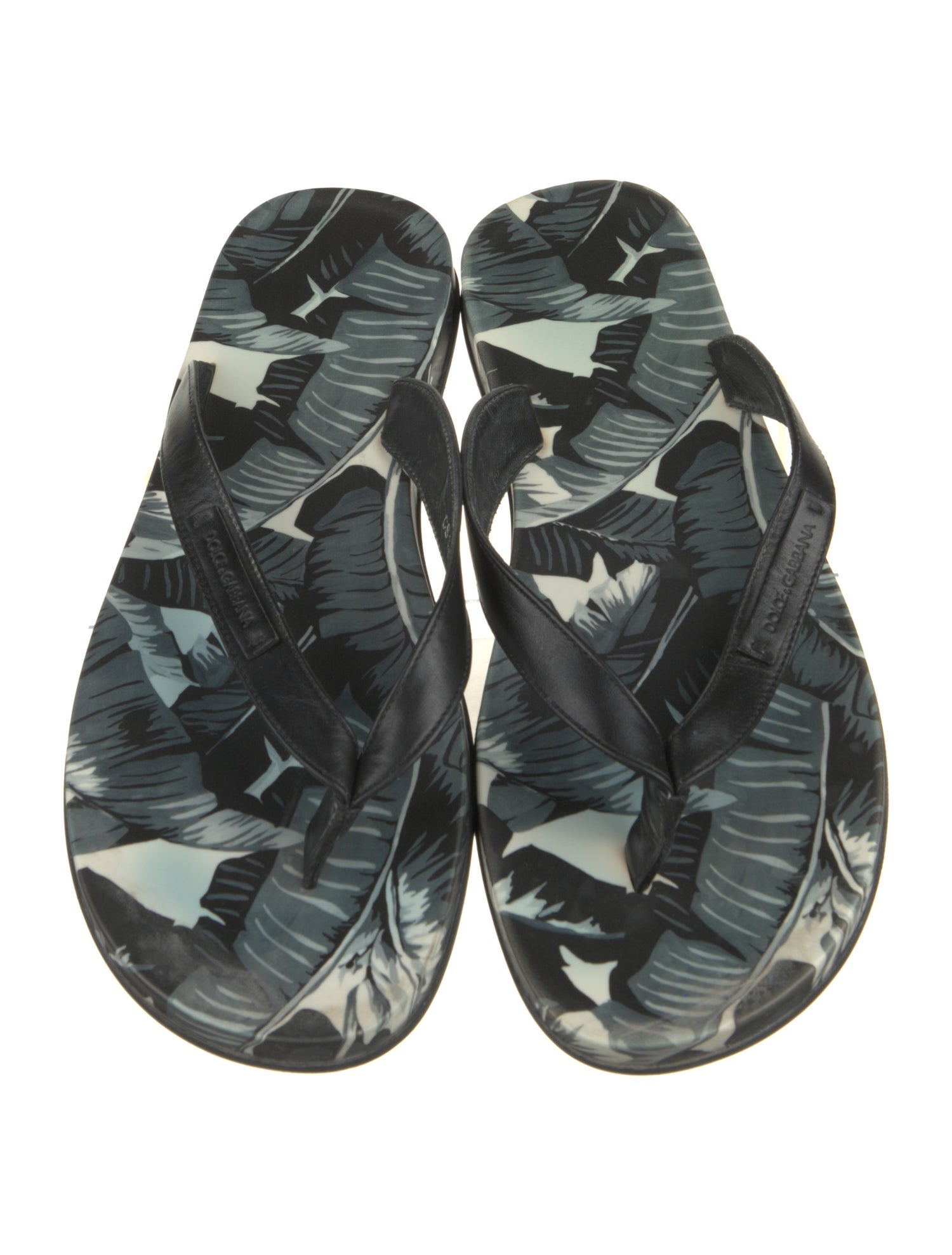 Dolce & Gabbana Leather Printed Flip Flops