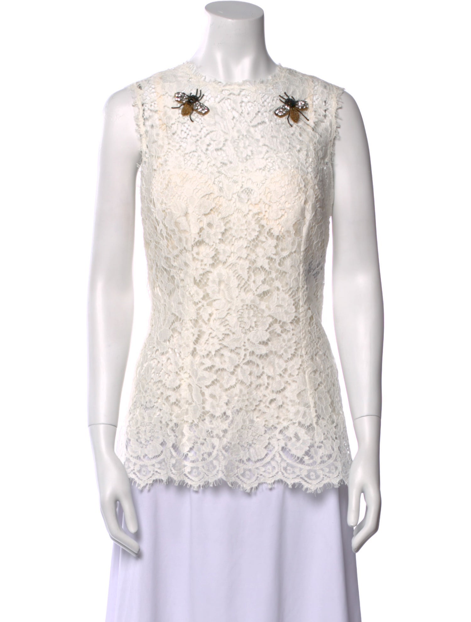Dolce & Gabbana Lace Pattern Crew Neck Top