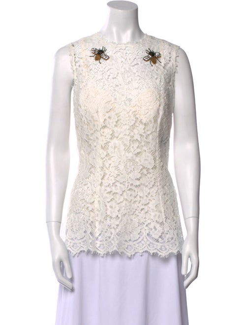 Dolce & Gabbana Lace Pattern Crew Neck Top