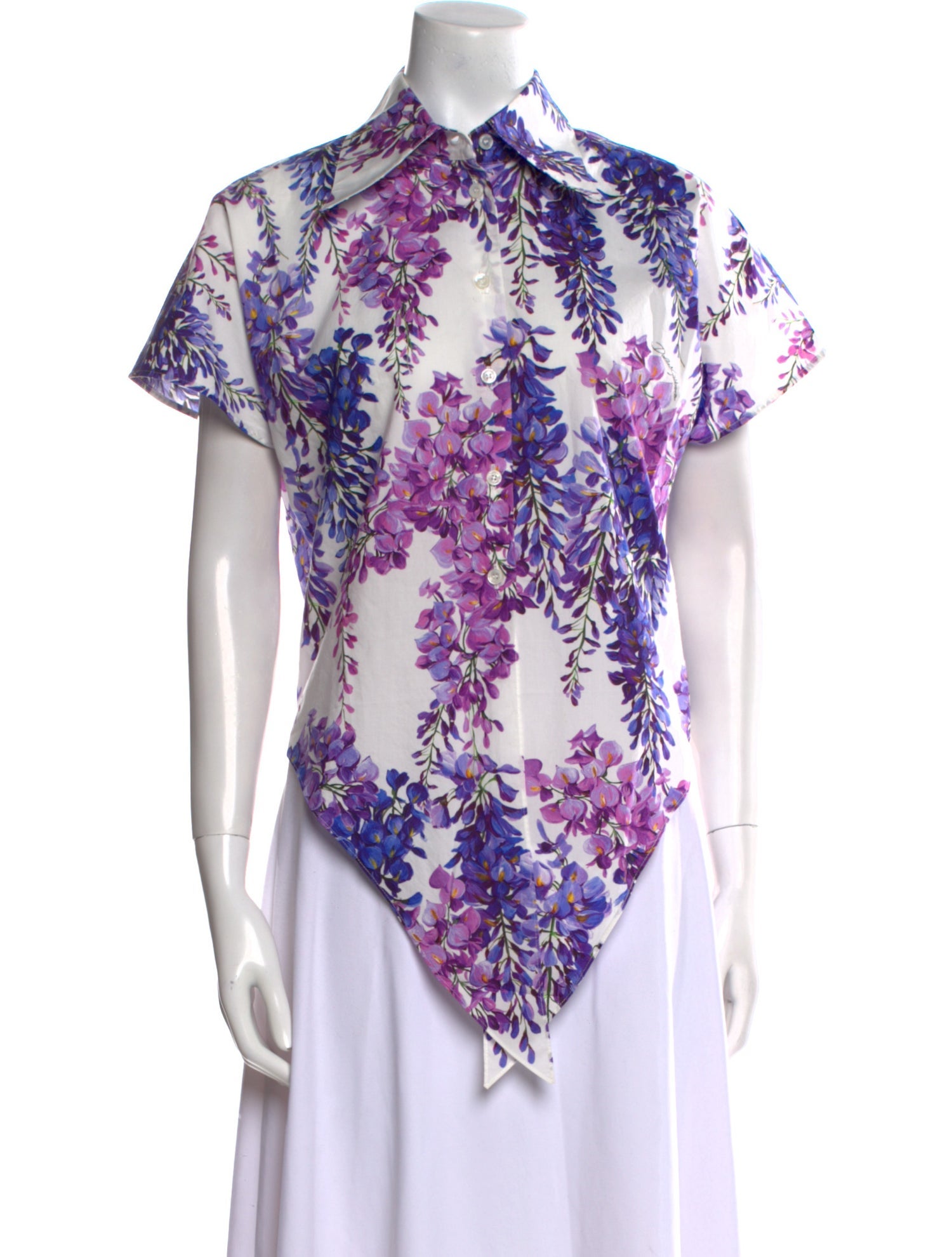 Dolce & Gabbana Floral Print Short Sleeve Button-Up Top