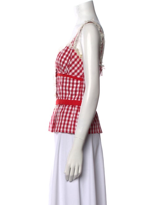 Dolce & Gabbana Plaid Print V-Neck Crop Top