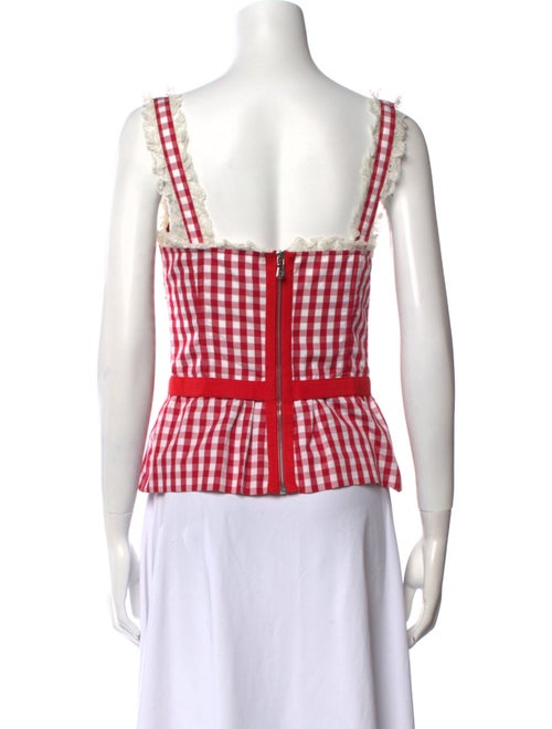 Dolce & Gabbana Plaid Print V-Neck Crop Top