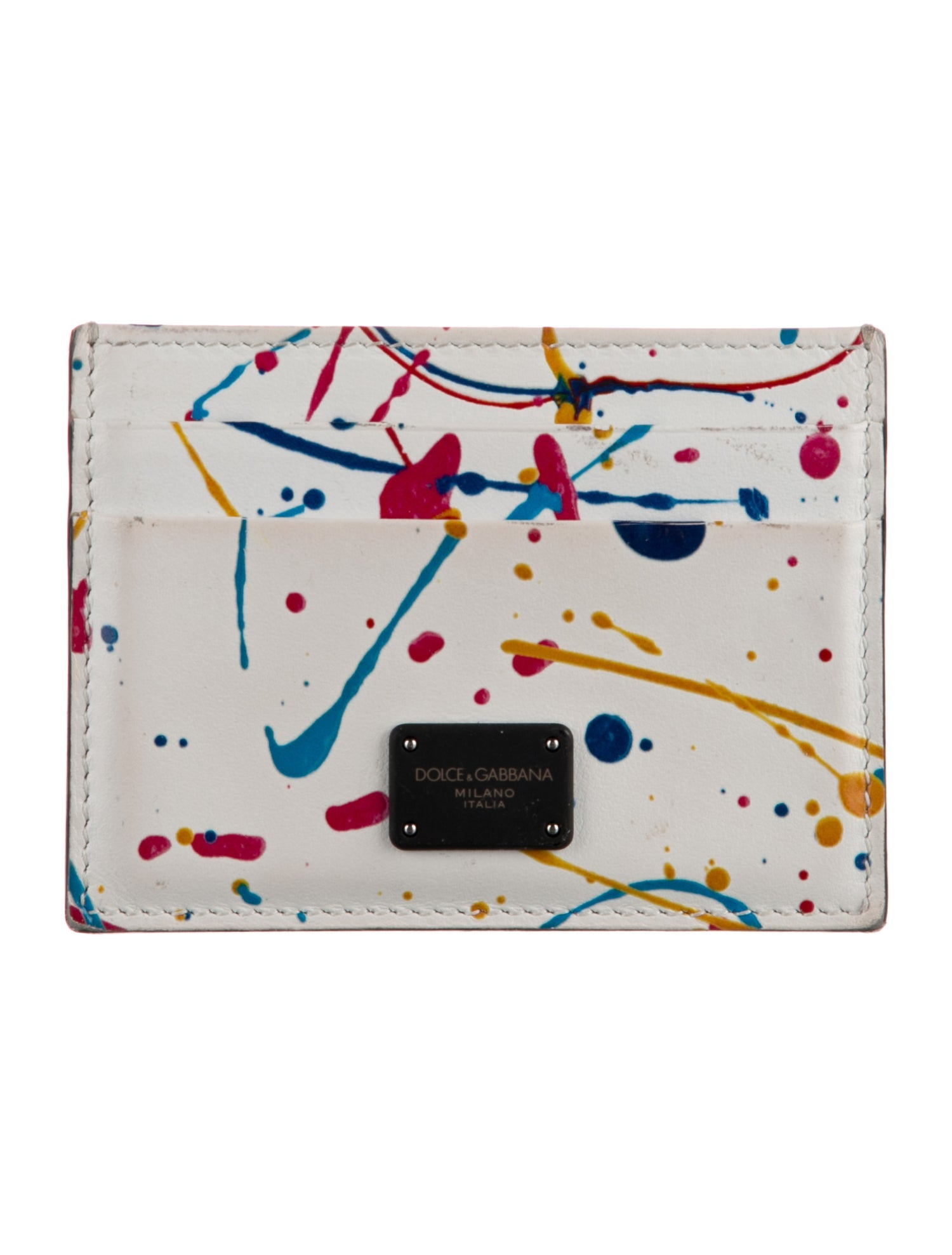 Dolce & Gabbana Paint Splatter Leather Bifold Wallet