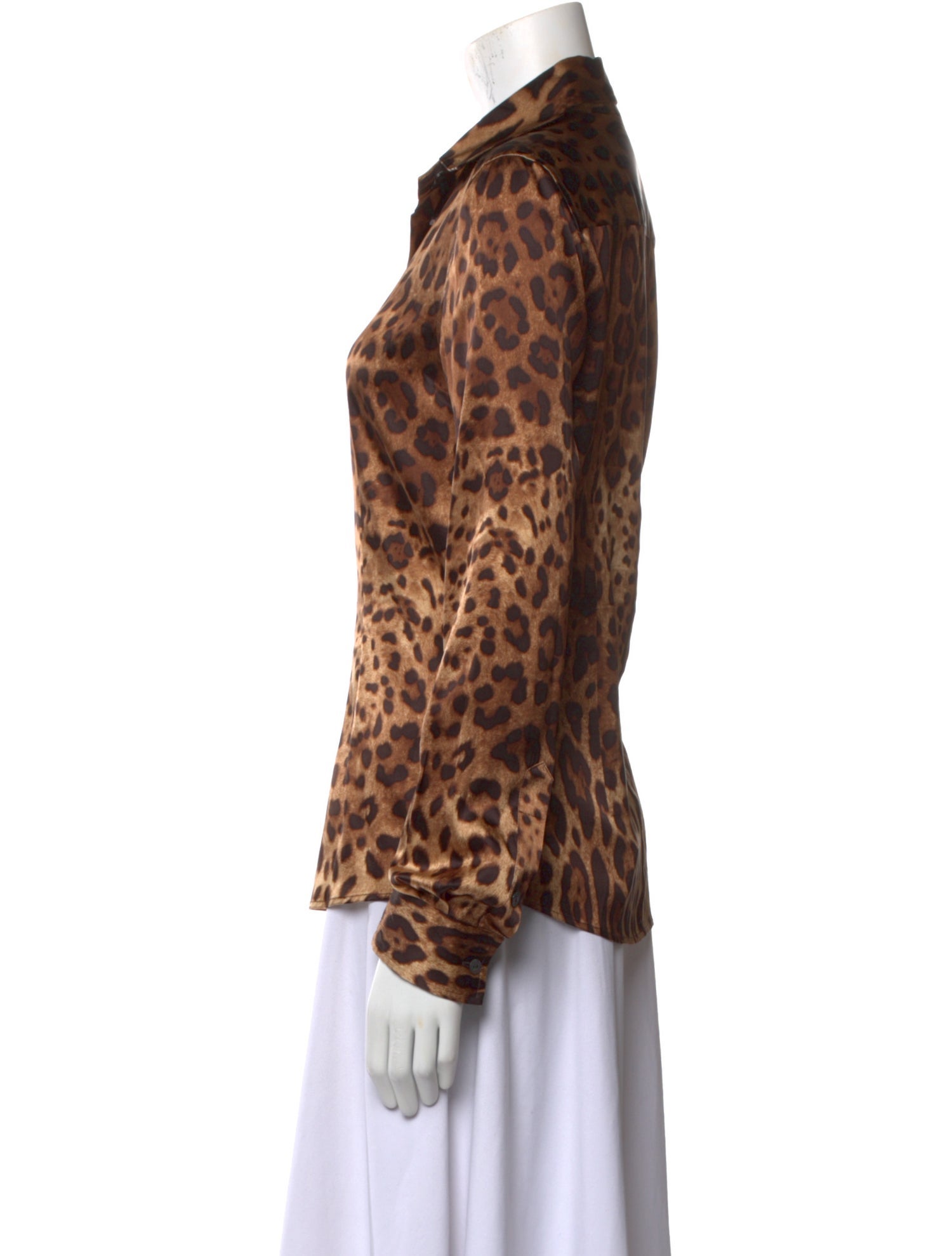 Dolce & Gabbana Silk Animal Print Button-Up Top