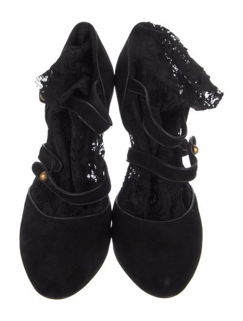 Dolce & Gabbana Suede Lace Trim Embellishment Pumps