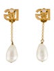Dolce & Gabbana Faux Pearl & Logo Drop Earrings