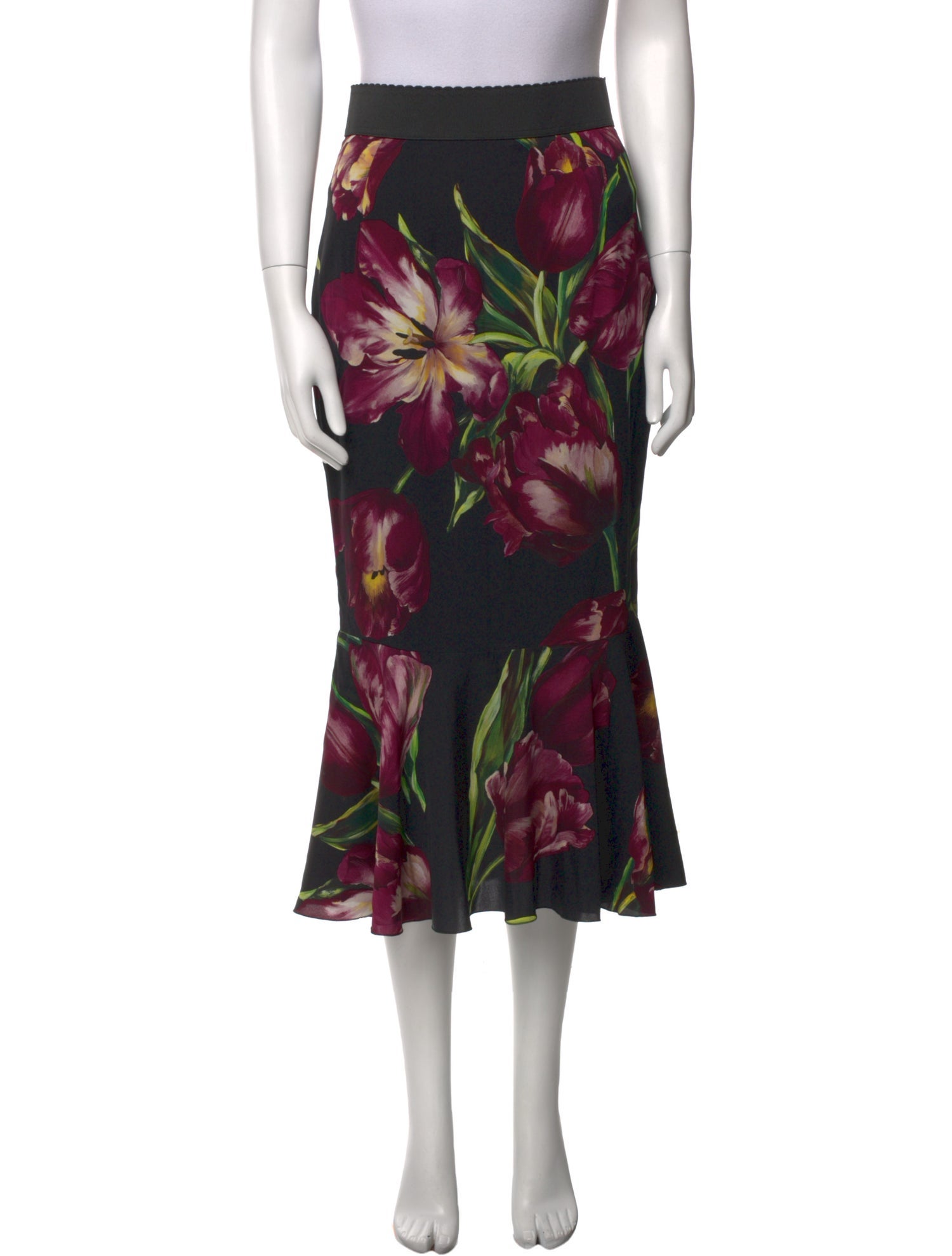 Dolce & Gabbana Silk Midi Length Skirt