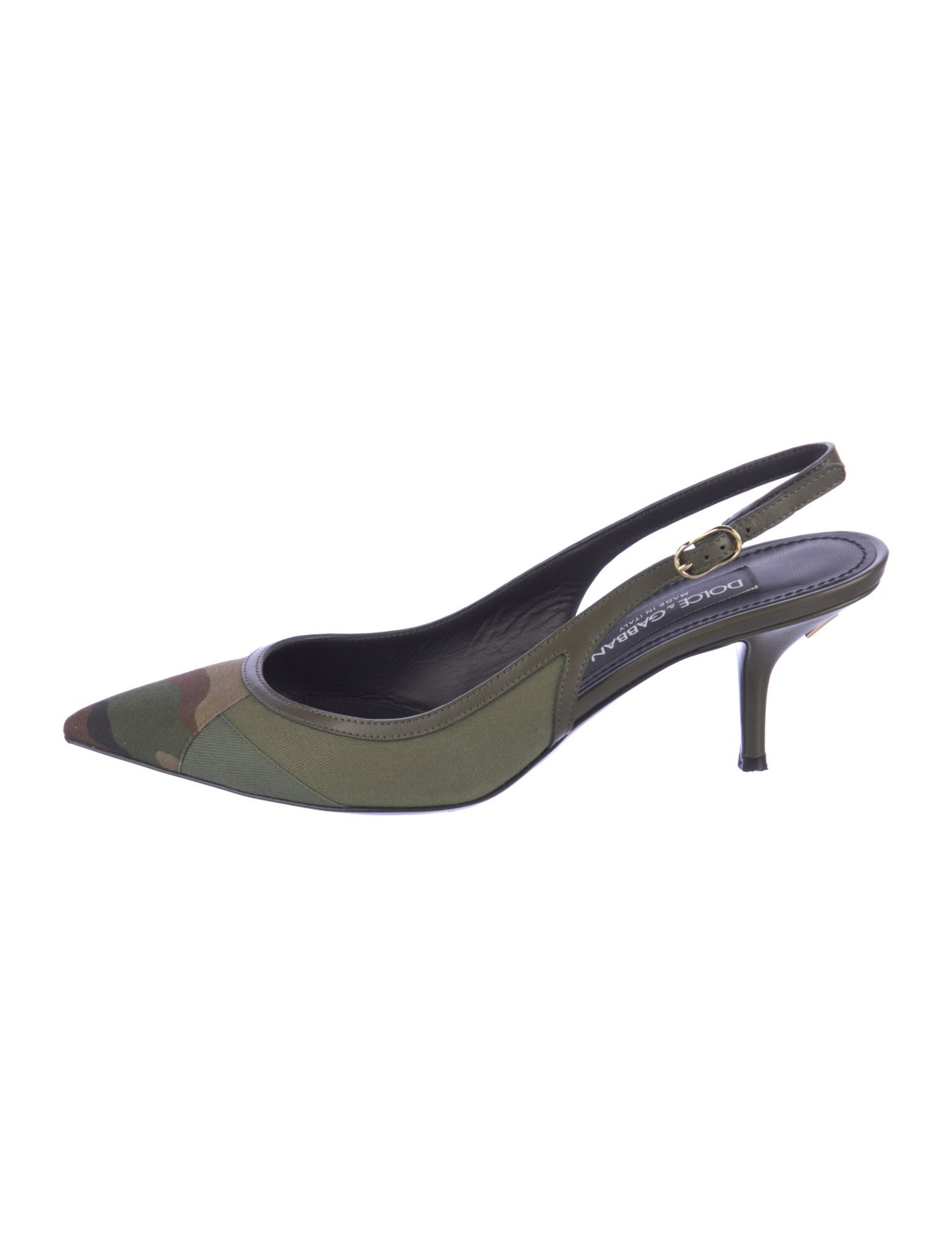 Dolce & Gabbana Canvas Camouflage Print Slingback Pumps