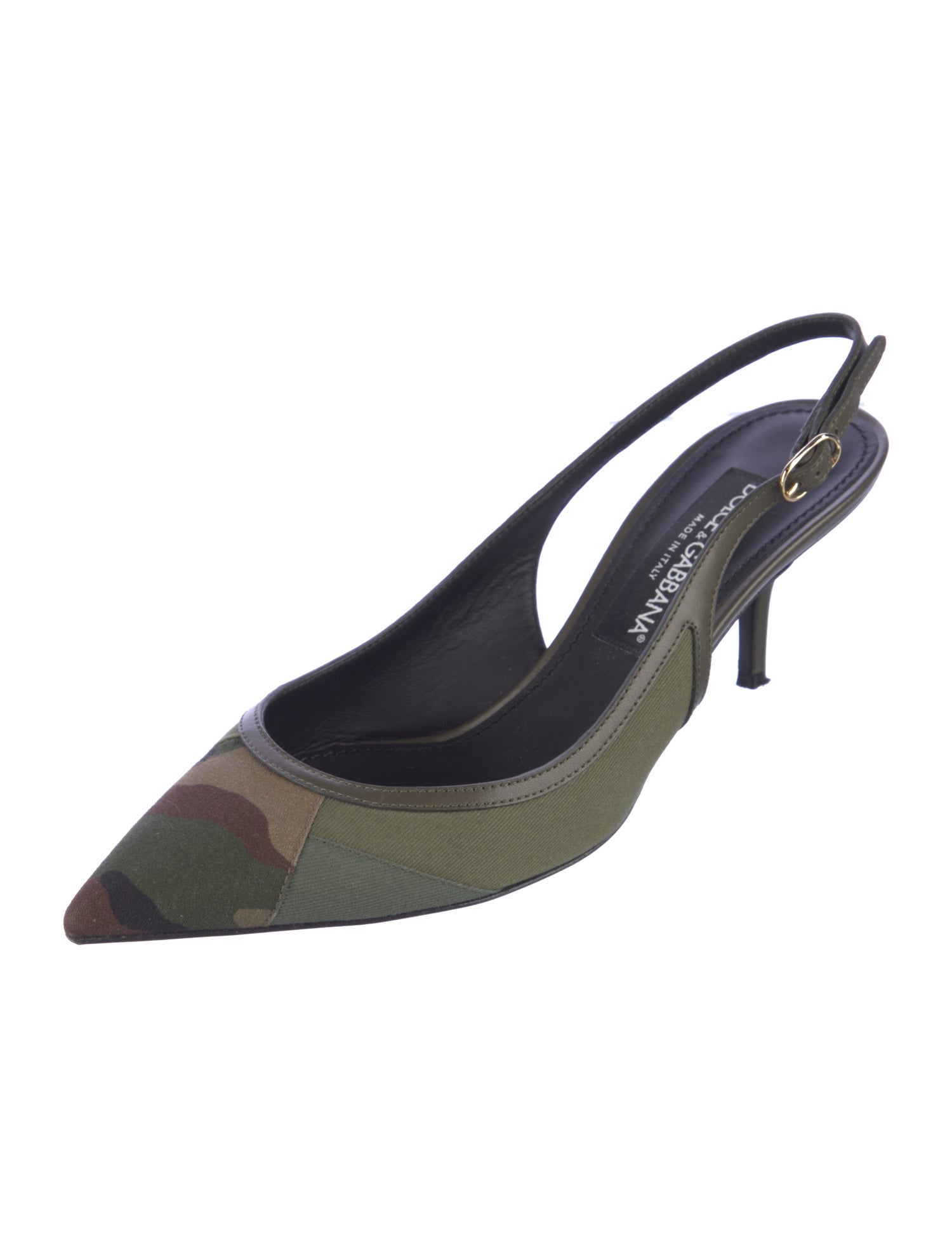 Dolce & Gabbana Canvas Camouflage Print Slingback Pumps