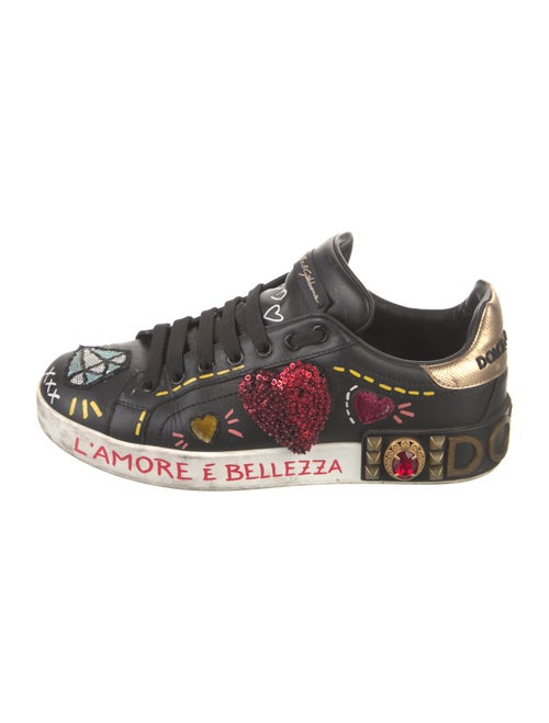 Dolce & Gabbana Rockstud Accents Leather Sneakers