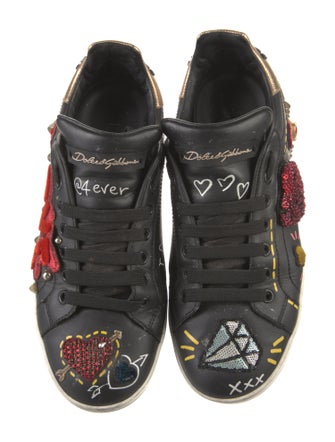 Dolce & Gabbana Rockstud Accents Leather Sneakers