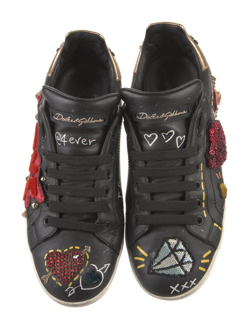 Dolce & Gabbana Rockstud Accents Leather Sneakers
