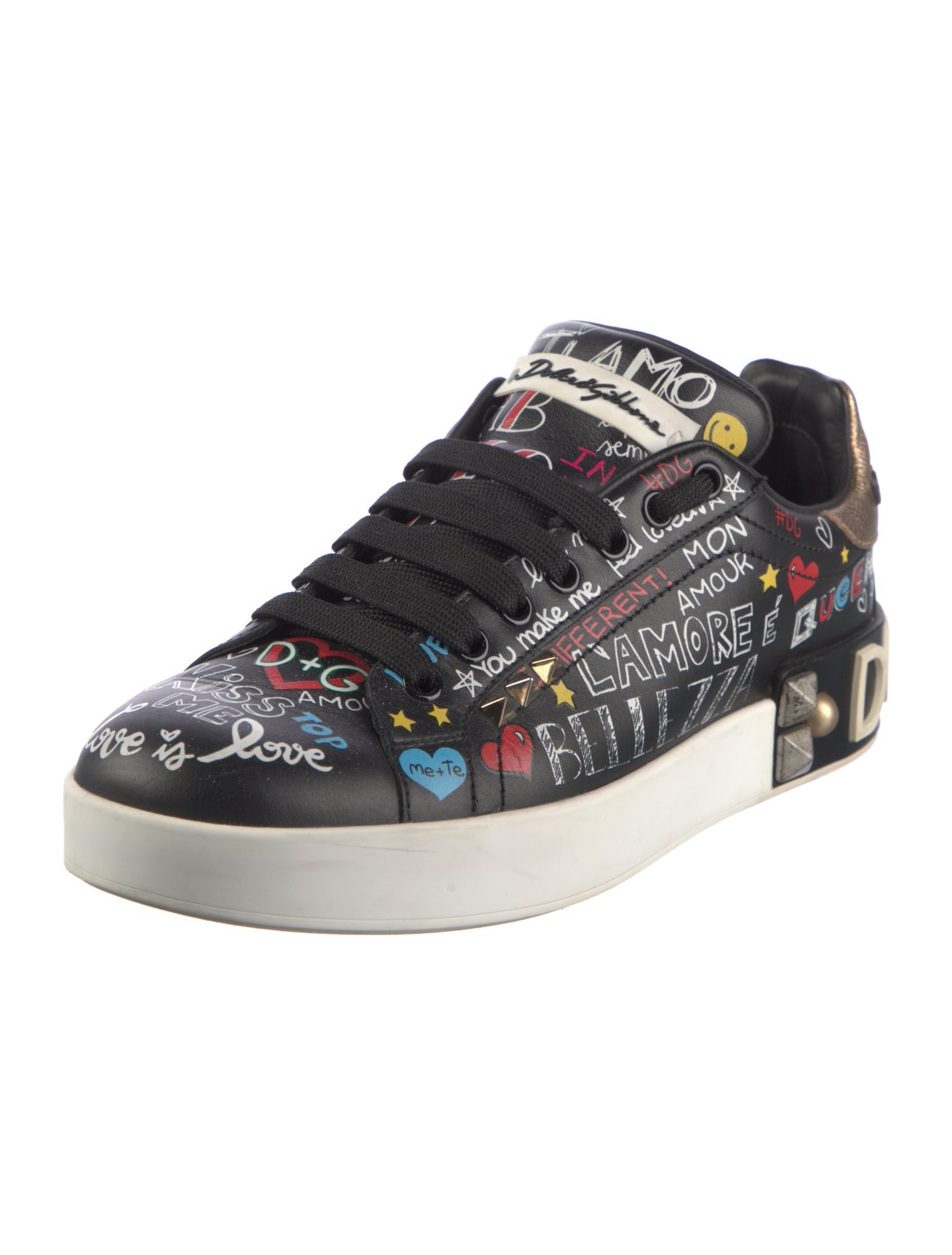 Dolce & Gabbana Leather Printed Sneakers