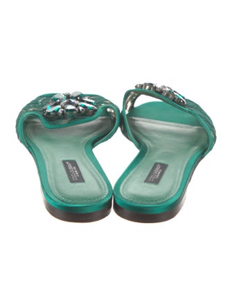 Dolce & Gabbana Lace Crystal Embellishments Slides