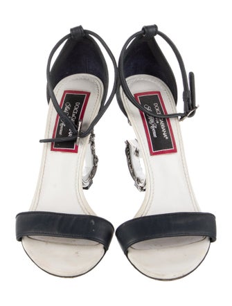 Dolce & Gabbana Leather Crystal Embellishments Sandals