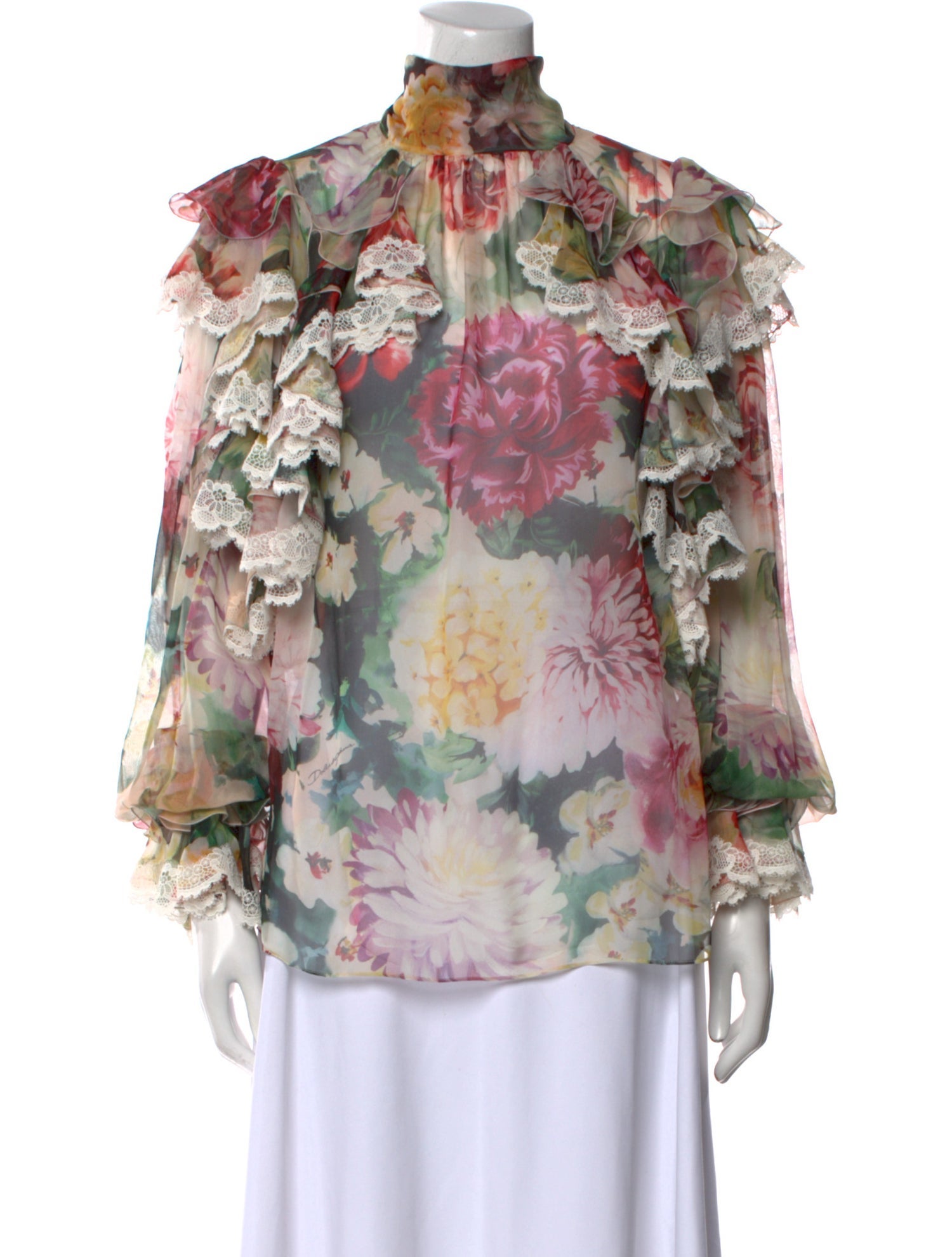 Dolce & Gabbana Silk Floral Print Blouse