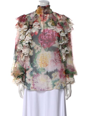 Dolce & Gabbana Silk Floral Print Blouse