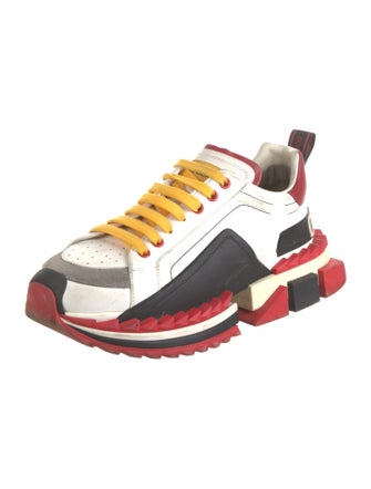 Dolce & Gabbana Leather Colorblock Pattern Sneakers