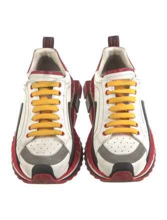 Dolce & Gabbana Leather Colorblock Pattern Sneakers