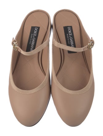 Dolce & Gabbana Leather Grosgrain Trim Mary Jane Flats