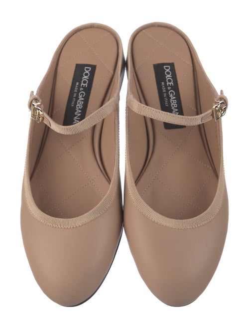 Dolce & Gabbana Leather Grosgrain Trim Mary Jane Flats