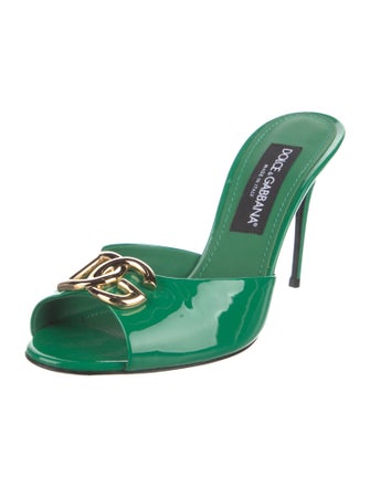 Dolce & Gabbana GG Signature Patent Leather Slides