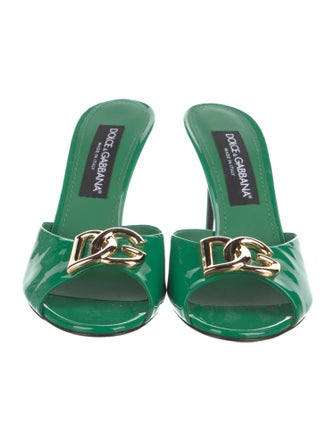 Dolce & Gabbana GG Signature Patent Leather Slides