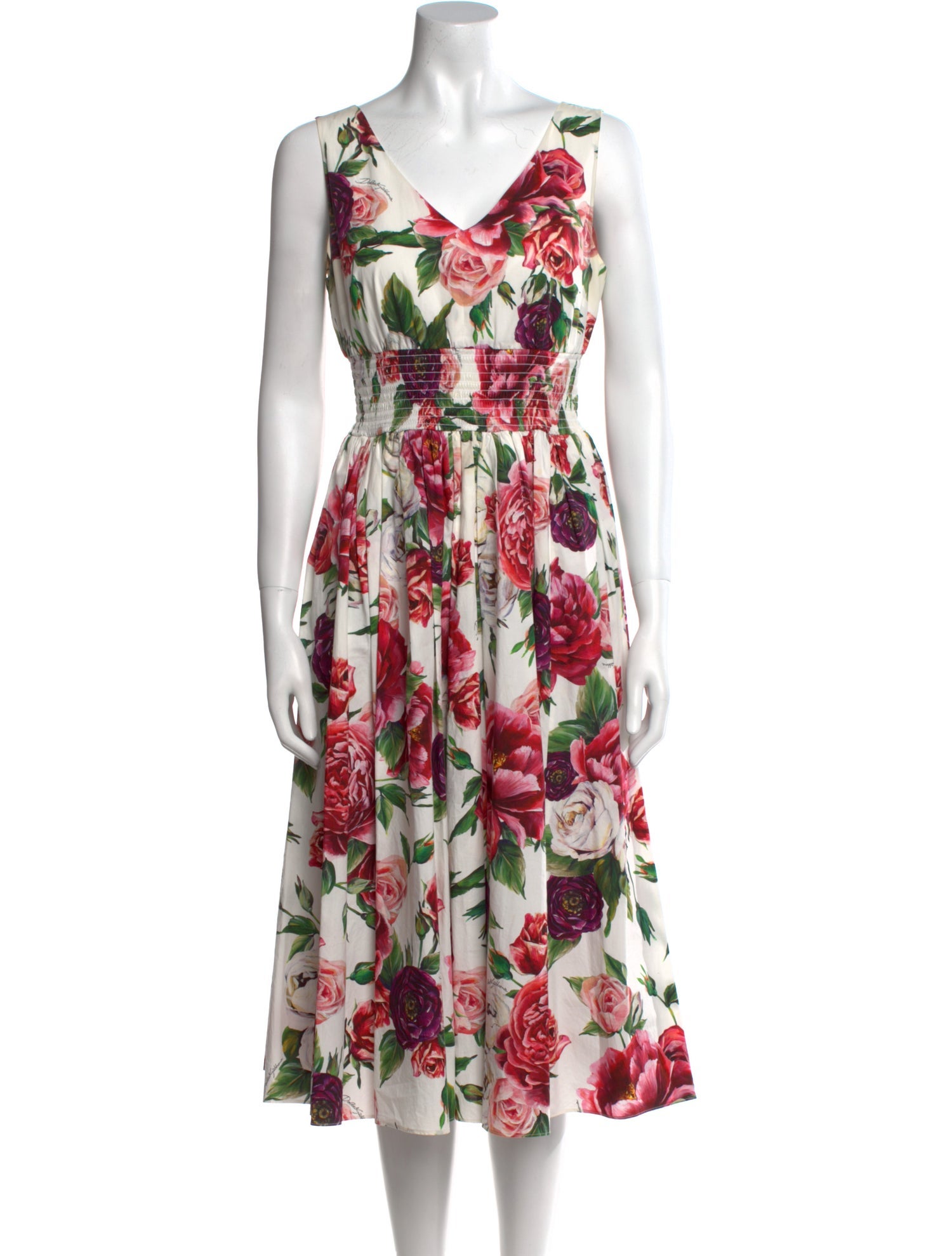 Dolce & Gabbana Floral Print Midi Length Dress
