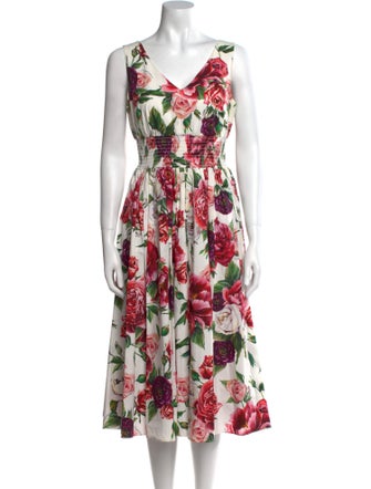 Dolce & Gabbana Floral Print Midi Length Dress