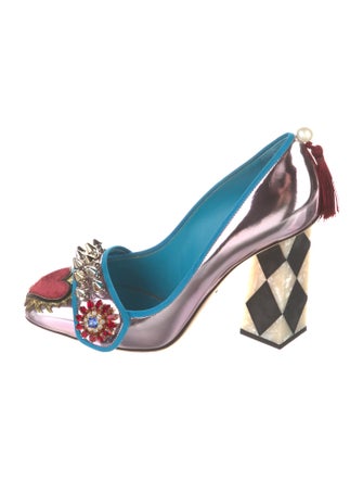 Dolce & Gabbana Leather Printed Slingback Pumps