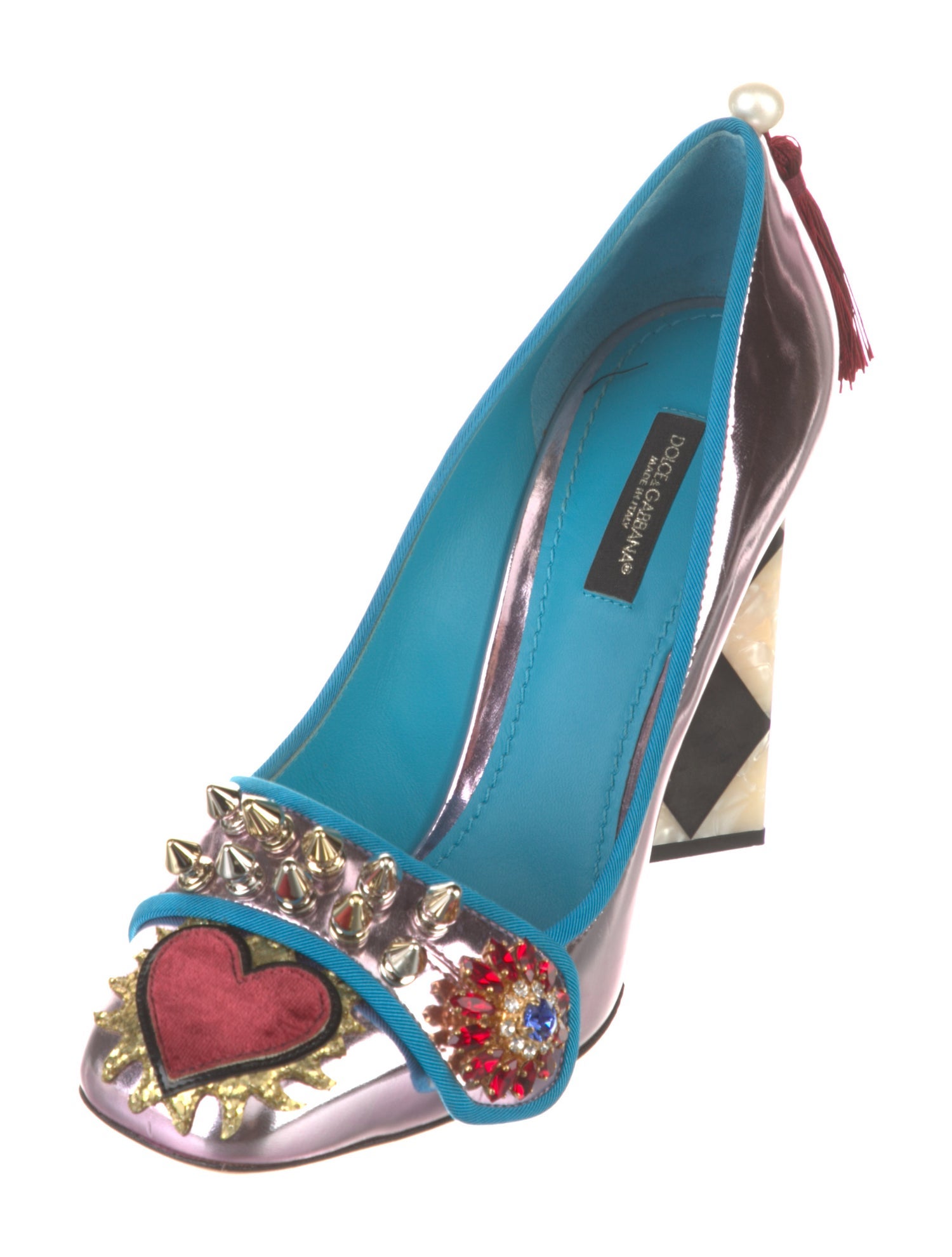 Dolce & Gabbana Leather Printed Slingback Pumps