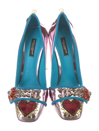 Dolce & Gabbana Leather Printed Slingback Pumps
