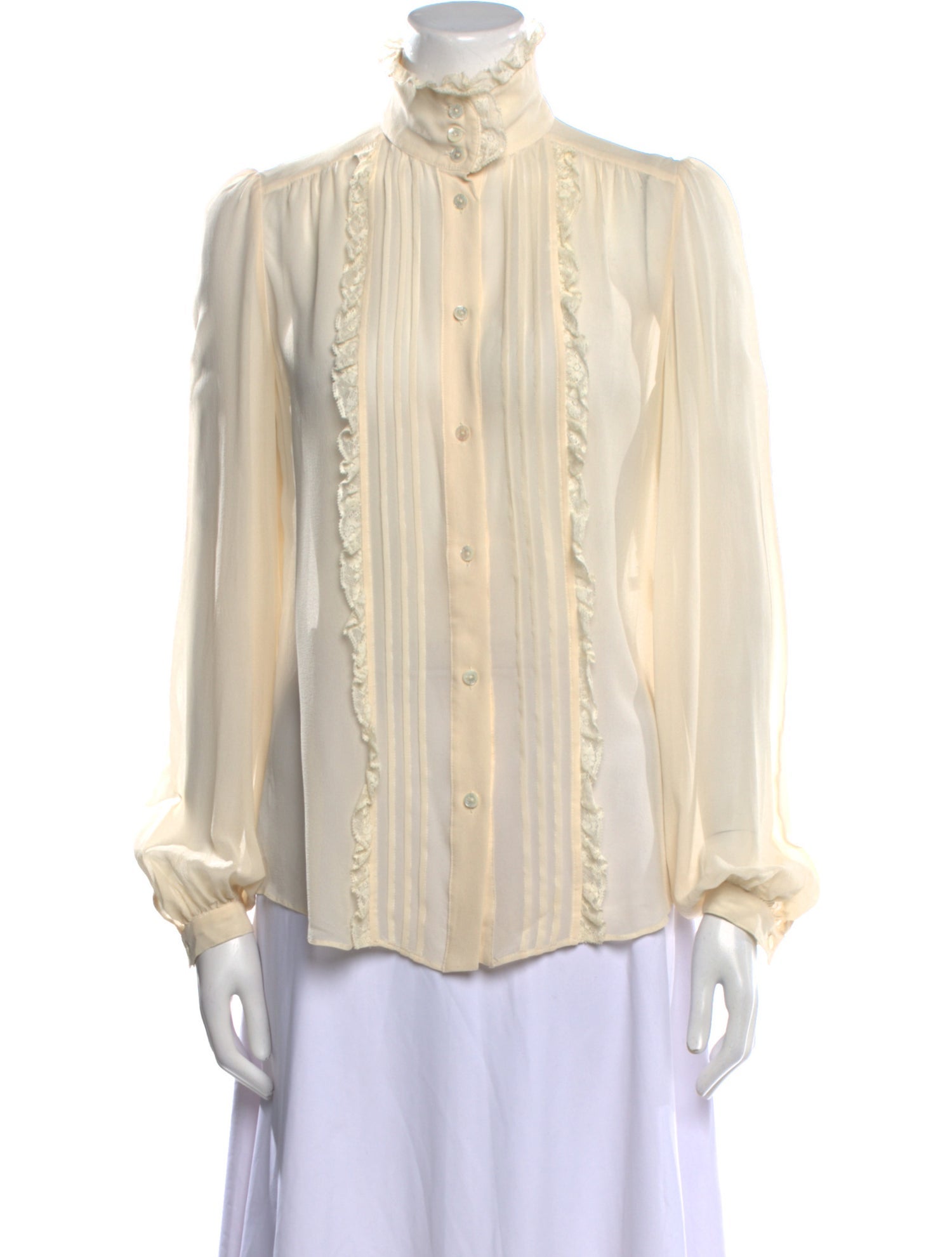 Dolce & Gabbana Mock Neck Long Sleeve Blouse