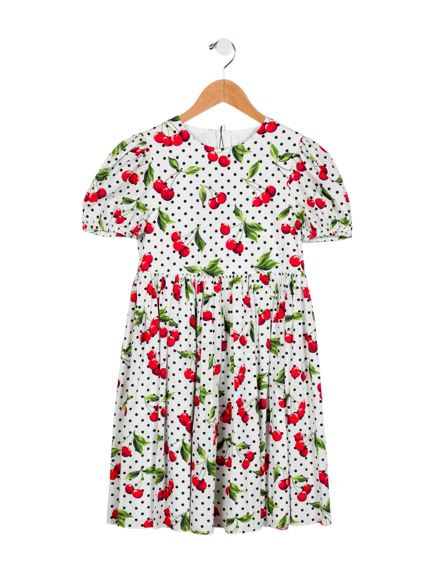 Dolce & Gabbana Girls' Cherry Printed Short Sleeve Dress