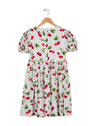 Dolce & Gabbana Girls' Cherry Printed Short Sleeve Dress