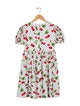 Dolce & Gabbana Girls' Cherry Printed Short Sleeve Dress